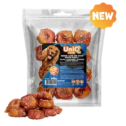 Ласощі для собак UniQ PETS Бублики з курки та ягняти з білим кунжутом, 500 г