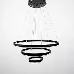 LED люстра на три кільця у чорному каркасі 60+40+20 см | Арт. G 68-600+400+200 BK | Line F - мініатюра 5