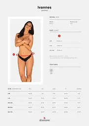 Напівпрозорі трусики із підвіскою Obsessive Ivannes panties black чорні S/M - мініатюра 7
