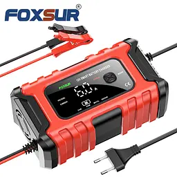 Автомобільний зарядний пристрій Foxsur FBC1206D 12V/6А Автоматичний імпульсний з функцією відновлення Red (19430) - мініатюра 4