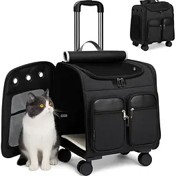 Візок-рюкзак для переноски собак і котів Voyager Pet LVGB2010 з телескопічною ручкою і 4-ма колесами, Чорний