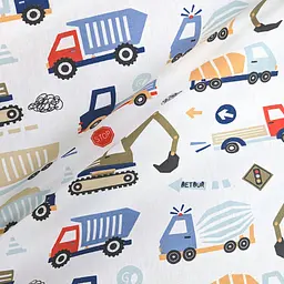 Дитяча постільна білизна в ліжечко СONSTRUCTION TRUCKS CS1, блакитний (CarsBuildingWhite_58LightBlue_140) - мініатюра 9