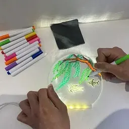 Круглий світильник-нічник WordPad AND 5502 15 см від USB • LED-дошка для нотаток AND 5502 з маркером для дому, офісу та декору - мініатюра 3
