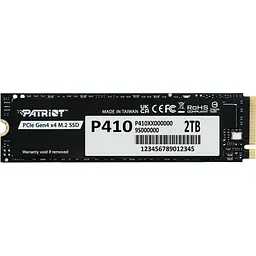 Твердотільний накопичувач SSD 2Tb, Patriot P410, PCI-E 4.0x4, M.2 2280, 3D TLC, 5000/4500 МБ/с (P410P2TBM28H)