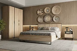 Ліжко двоспальне Moreli Forte F-0010 у стилі Loft на металевих ніжках 1680х980х2126 мм Дуб Сонома