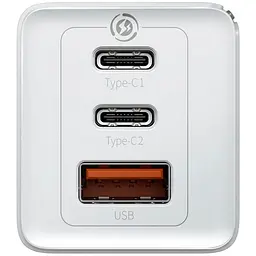 Блок живлення 65 W Baseus GAN2 зарядний адаптер 3 порти - мініатюра 2