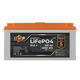 Акумулятор LP LiFePO4 24V (25,6V) - 100 Ah (2560Wh) (BMS 150/75А) пластик LCD для ДБЖ - мініатюра 4