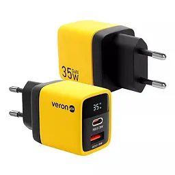 Зарядний пристрій Veron TC-35 Home Charger 35W GaN 2 виходи з дисплеєм - мініатюра 2