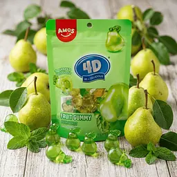 Желейні цукерки Amos 4D Fruit Gummy Pear Burst 170г - мініатюра 5