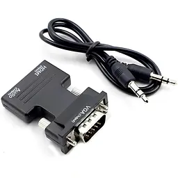 Перехідник HDMI в VGA з аудіовиходом — відеоадаптер-конвертер Full HD 1080P для монітора, проектора та ПК