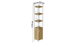 Етажерка 4/34 Ferrum-decor Серії Конект з тумбою 179x34x28 Білий ДСП Артизан (FRD-104475) - мініатюра 3
