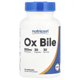 Бичача жовч Nutricost Ox Bile 500 мг 30 капсул
