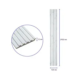 Рейка декоративна Wall Sticker PS 2900х120х12 мм Білий мармур SW-00002134 - мініатюра 3