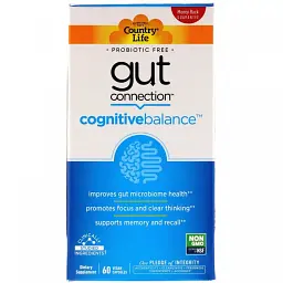 Натуральна добавка Country Life Cognitive Balance Gut Connection підтримка діяльності мозку 60 капсул - мініатюра 3