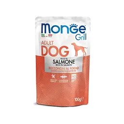 Смачні шматочки в желе Monge Dog GRILL Adult з запеченого лосося для собак 100 гр