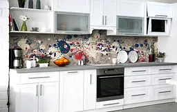 Кухонний фартух Бризки фарби Плями ПВХ 60х200 см самоклеючий Абстракція Сірий Happy Pocket Z184345