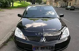 Дефлектор капоту мухобійка для Mitsubishi Lancer 2003-2007 /довгий