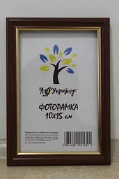 Фоторамка 10х15, світло-коричнева із золотою вставкою, 1515-5120, Скло + Картон