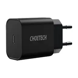 Мережевий зарядний пристрій Choetech (1USBх3A) Type-C PD20W Charger Black (Q5004-EU) - мініатюра 1