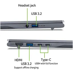 Ноутбук Acer Swift 14 AI OLED SF14-51-78FT з процесором Intel Core Ultra 7-256V pana la 4.8 GHz, 14", WUXGA OLED, 16GB LPDDR5X RAM, 1TB SSD, Intel Arc графікою, Windows 11 Home, Ste - мініатюра 13