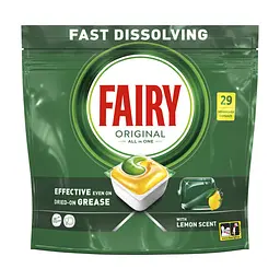 Таблетки для посудомийних машин Fairy Original All in One Lemon 29 шт. (8006540726891/8700216237314) - мініатюра 2