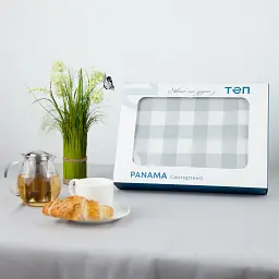 Скатертина Panama водовідштовхувальна Light Gray Check, 160x200 - мініатюра 3