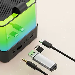Портативна Bluetooth колонка K18 з LED-підсвічуванням 2 мікрофони чорний - мініатюра 4