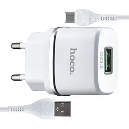МЗП Hoco C12Q Smart QC3.0 charger set ( Type-C ) ( EU ) White