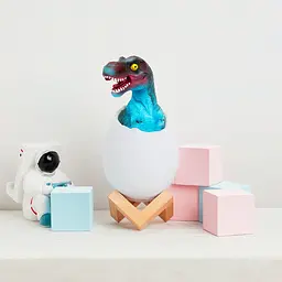 Нічник – світильник Динозаврик в яйці 3D Dinosaur White+RGB Настільна акумуляторна LED лампа з пультом ДУ - мініатюра 5