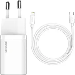Мережевий зарядний пристрій Baseus Super Si 1C 20W EU Set with Type-C to iP 1m white (TZCCSUP-B02)
