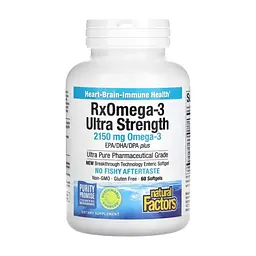 Жирні кислоти Natural Factors Омега-3 ультра, 2150 мг, RxOmega-3 Ultra Strength, 150 гелевих капсул (NFS-35490) - мініатюра 3