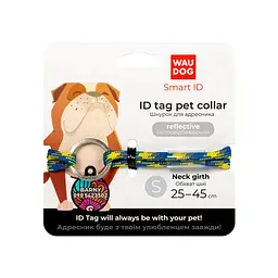 Шнурок для адресника Waudog Smart ID, світловідбиваючий, Colors of freedom, S, довжина 25-45 см, синій з жовтим - мініатюра 2