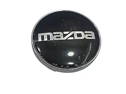 Ковпак колеса Mazda чорний з хром написом 60 мм пластик метал 1 шт (ковпачок диска) - мініатюра 3