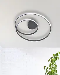 Люстра світлодіодна стельова кругла Goldlux 328038 Zefira 50 Led 1x40W 4000K 3700Lm IP20 Антрацит - мініатюра 2