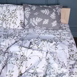Простирадло MirSon Бязь 17-0668 Grey Blooms 110х160 см (2200009935619) - мініатюра 2
