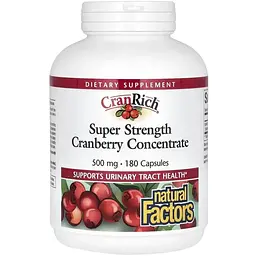 Екстракт журавлини Natural Factors CranRich Cranberry Concentrate Super Strength, 180 капсул для здоров'я сечовивідних шляхів