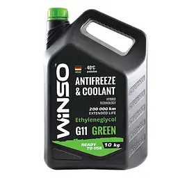 Антифриз Winso Antifreeze & Coolant Green G11 -40°C зелений готовий 10кг(881070)