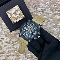 Наручний годинник чоловічий 012BKKHTRO ТРО Чорний з хакі + Коробка. Patriot acs0031010 - мініатюра 4