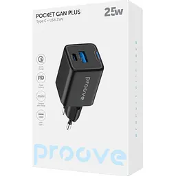 Мережевий зарядний пристрій Proove Pocket GaN Plus 25W USB-C/USB-A Black (WCPG25111201) [130262] - мініатюра 2