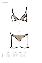 Еротичний комплект спідньої білизни Passion GABI Set L/XL beige трусики з гартерами - мініатюра 7