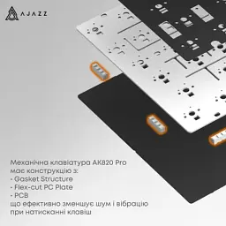 Клавіатура Ajazz AK820 Pro Gift Switch Purple RGB USB/Wireless/Bluetooth UA Purple (AK820PRO-G-PWB) - мініатюра 11