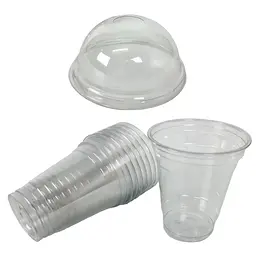 Склянки з купольною кришкою та отвором 350 мл для коктейлів та десертів PET щільний прозорий 100 штук - мініатюра 4