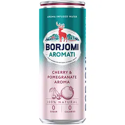 Напій безалкогольний Borjomi Aromati газований з ароматом Вишні та Гранату з/б 0.33 л