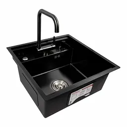 Кухонна мийка CM 50x50 прихована PVD чорна Platinum Handmade, Чорний