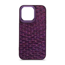 Кожаный чехол для Apple iPhone 14 Pro Max, Harder Virgin Mermaid, фиолетовый, термополиуретан ТПУ + экокожа с морской чешуйчатой текстурой, панель, защита корпуса, противоударный, микрофибра, рамка вокруг камеры, защита всего корпуса, (ARM76830)