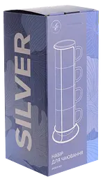 Набір чашок Limited Edition Silver 4х300 мл на металевій підставці порцеляна (RX-N240581) - мініатюра 5