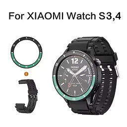 Безель Black-green та силіконовий ремінець Sikai для смартгодинника Xiaomi Watch S3/S4 - мініатюра 5