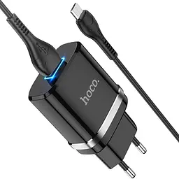 Зарядний пристрій Hoco N1 USB чорний + кабель USB to MicroUSB - мініатюра 3