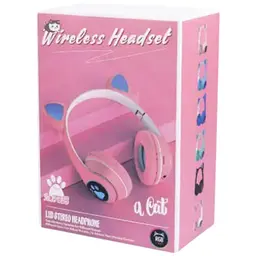 Дитячі навушники Cat MZ-023 Bluetooth RGB підсвічування FM microSD з котячими вушками рожевий - мініатюра 2
