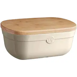 Хлібниця з кришкою-дошкою Emile Henry Storage 6.8 л, 35.5x24.8x15.5 см бежева (028750)